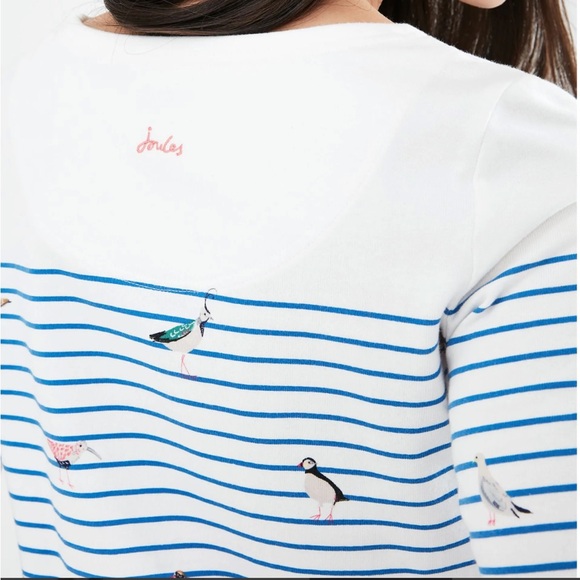 NWOT Joules Harbour Print Long Sleeve Jersey Top in Bird Stripe - Picture 3 of 10